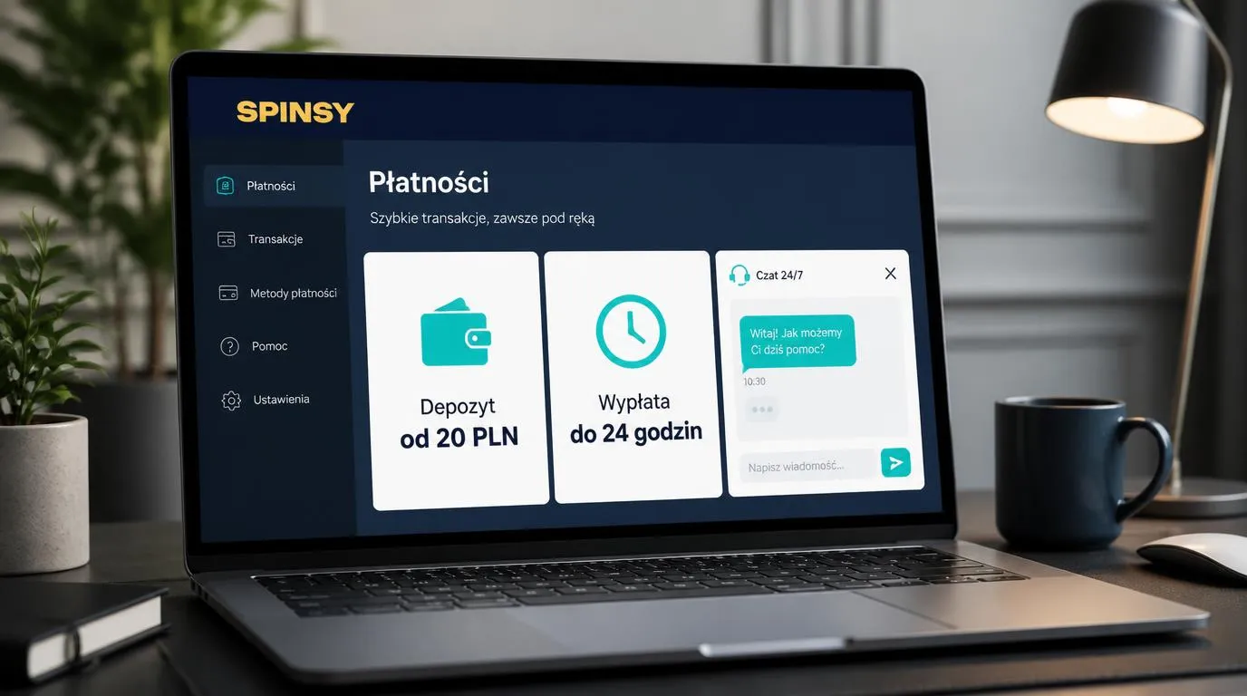 Panel płatności z depozytem 20 PLN, wypłatą do 24 godzin i czatem dostępnym przez całą dobę
